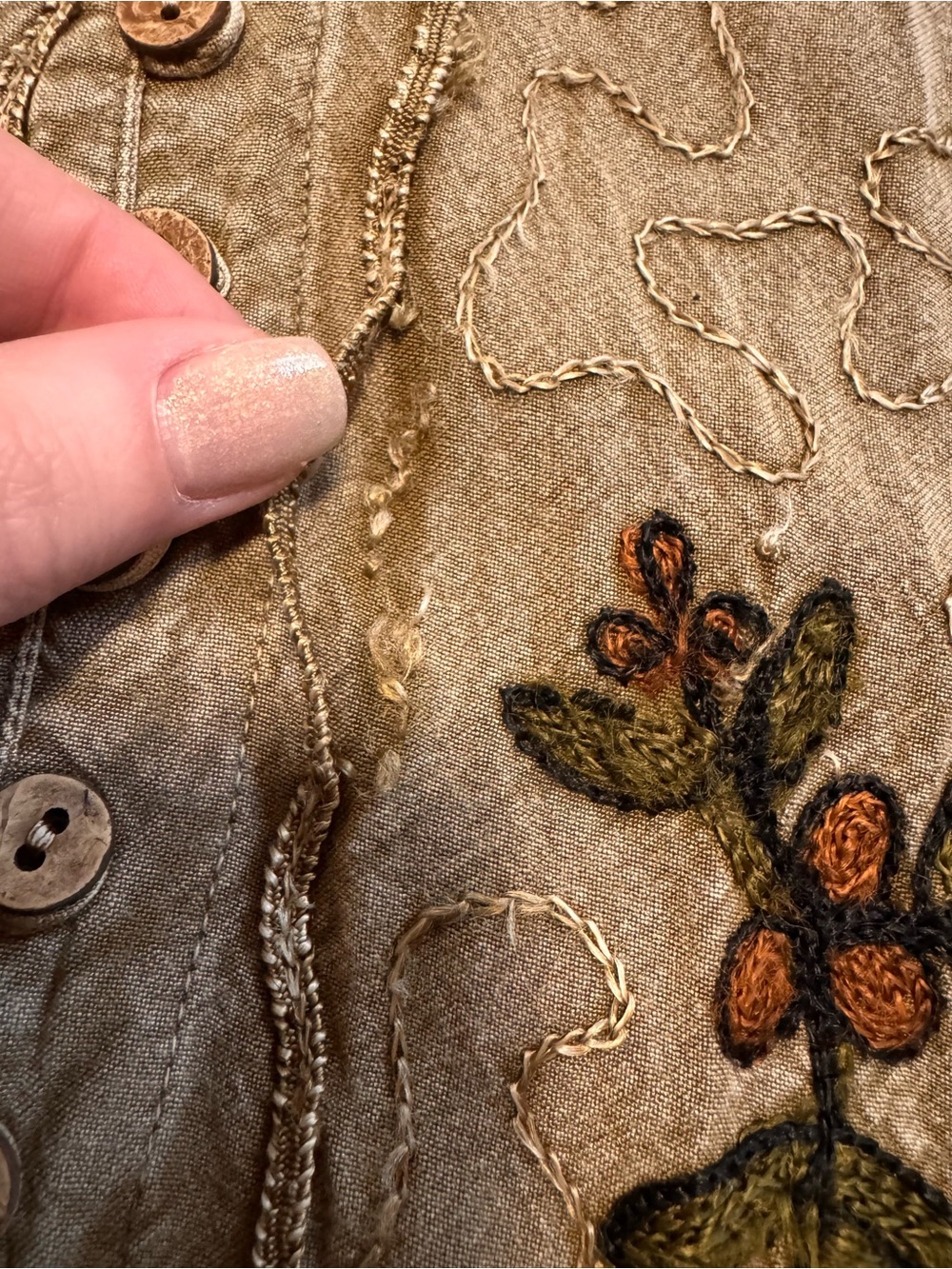 Vintage Green Embroidered Midi Skirt - Picture 3 of 4